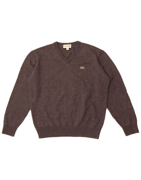 Lacoste Herre V-hals sweater str. 5 Large Grå uld