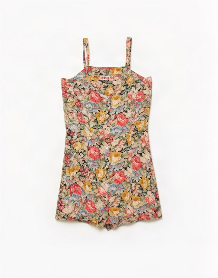 Vintage Dame Playsuit IT 44 Medium Multicolored Floral