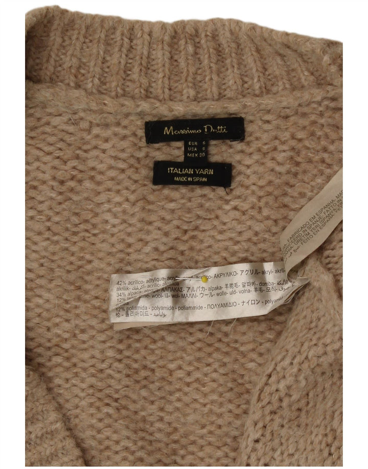 Massimo Dutti Dame Longline Cardigan Sweater UK 10 Small Beige Flecked