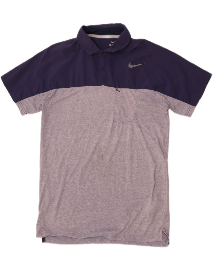 Nike Dri Fit poloshirt til mænd, stor grå farveblok nylon