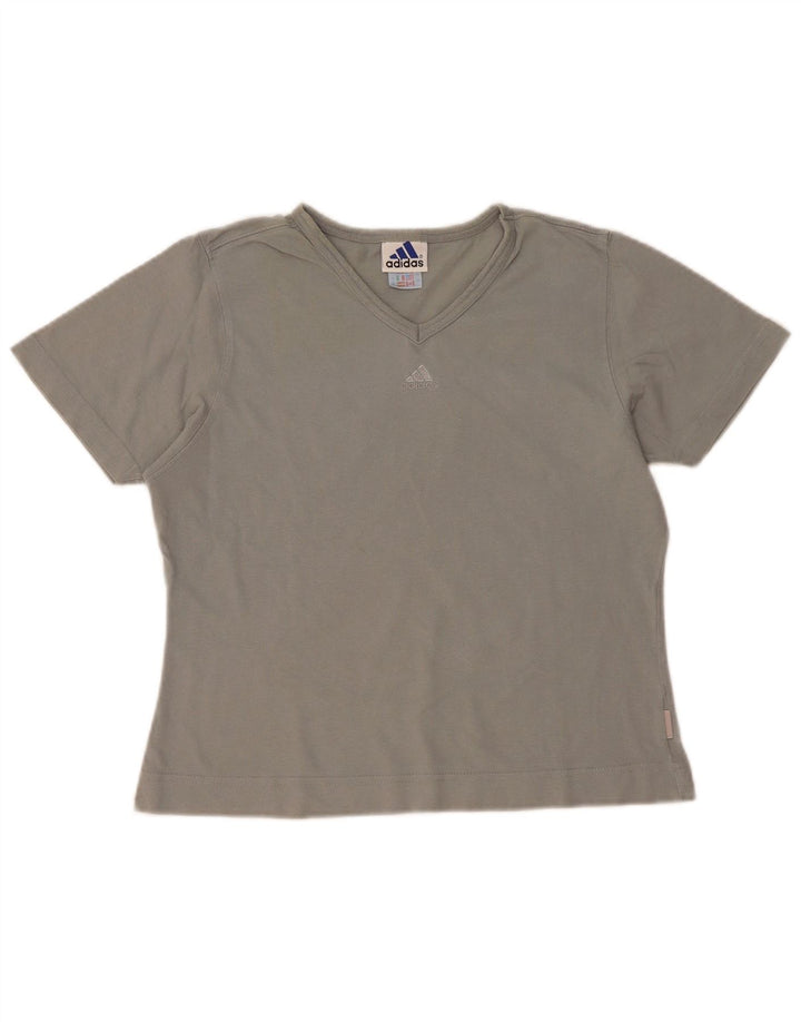 Adidas Dame T-Shirt Top UK 12 Medium Grå Bomuld
