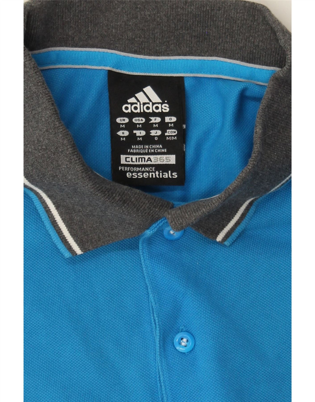 ADIDAS Mens Clima 365 Polo Shirt Medium Blue Cotton Vintage Adidas and Second-Hand Adidas from Messina Hembry 
