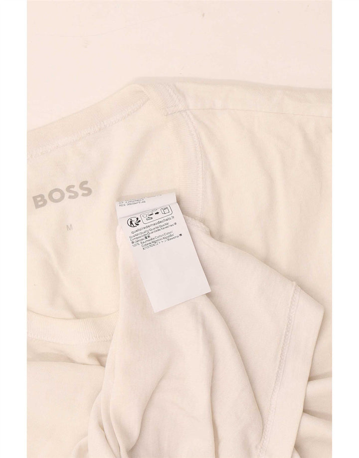 Hugo Boss Herre T-Shirt Top Lille Hvid Bomuld