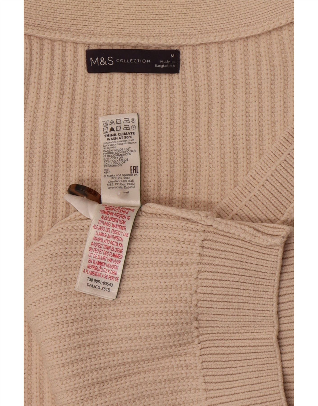 Marks & Spencer Womens Crop Ærmeløs cardigantrøje UK 14 Medium Beige