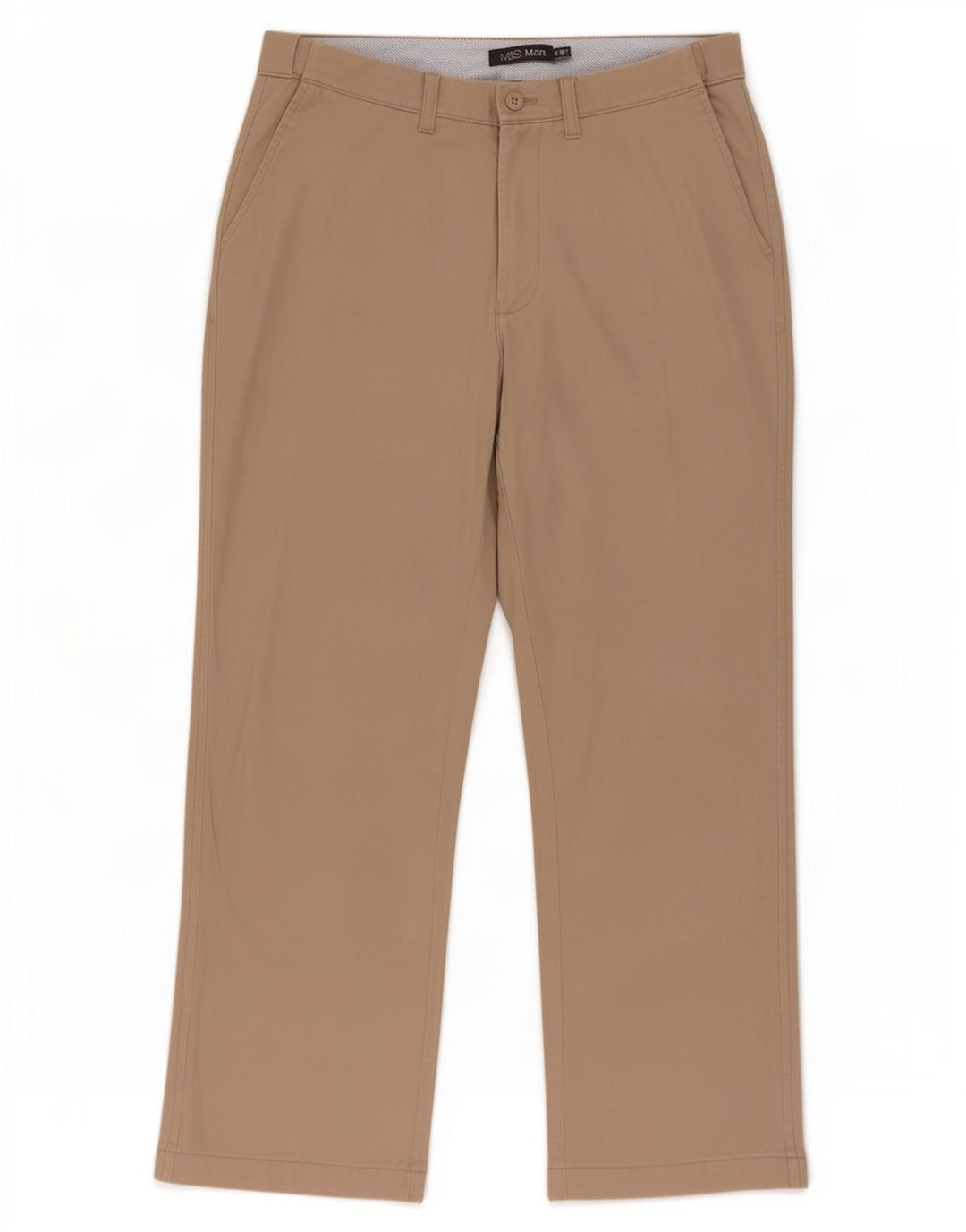 Marks & Spencer Straight Chino Bukser til mænd W36 L31 Beige Polyester