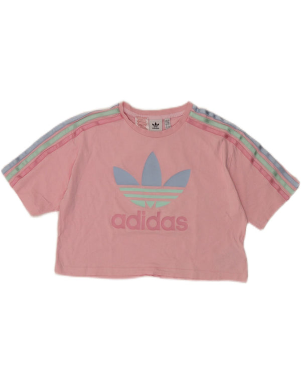 Adidas Girls Crop Grafisk T-Shirt Top 11-12 År Pink Bomuld