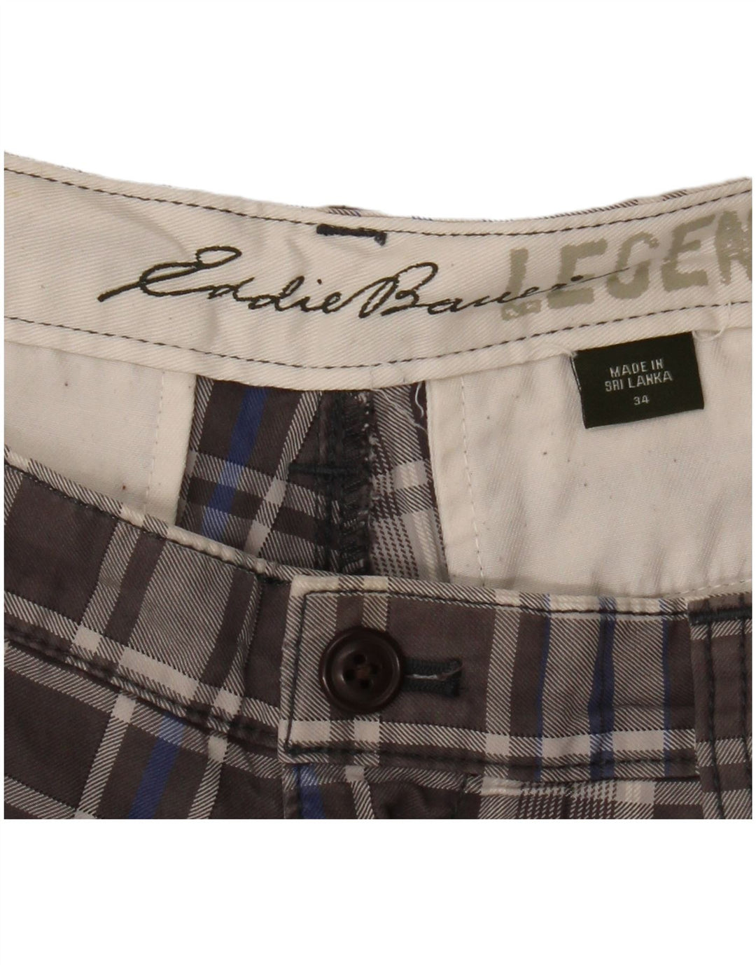 EDDIE BAUER Chino Shorts til mænd W34 Large Grey Check