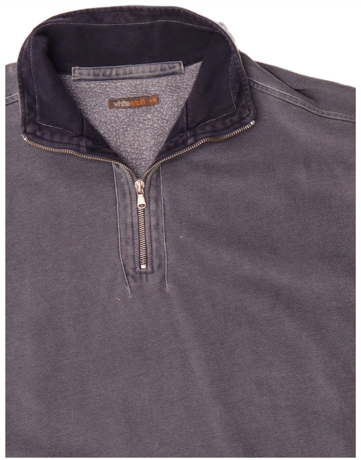 HVID TING Herre Zip Neck Sweatshirt Jumper 2XL Navy Blue Bomuld