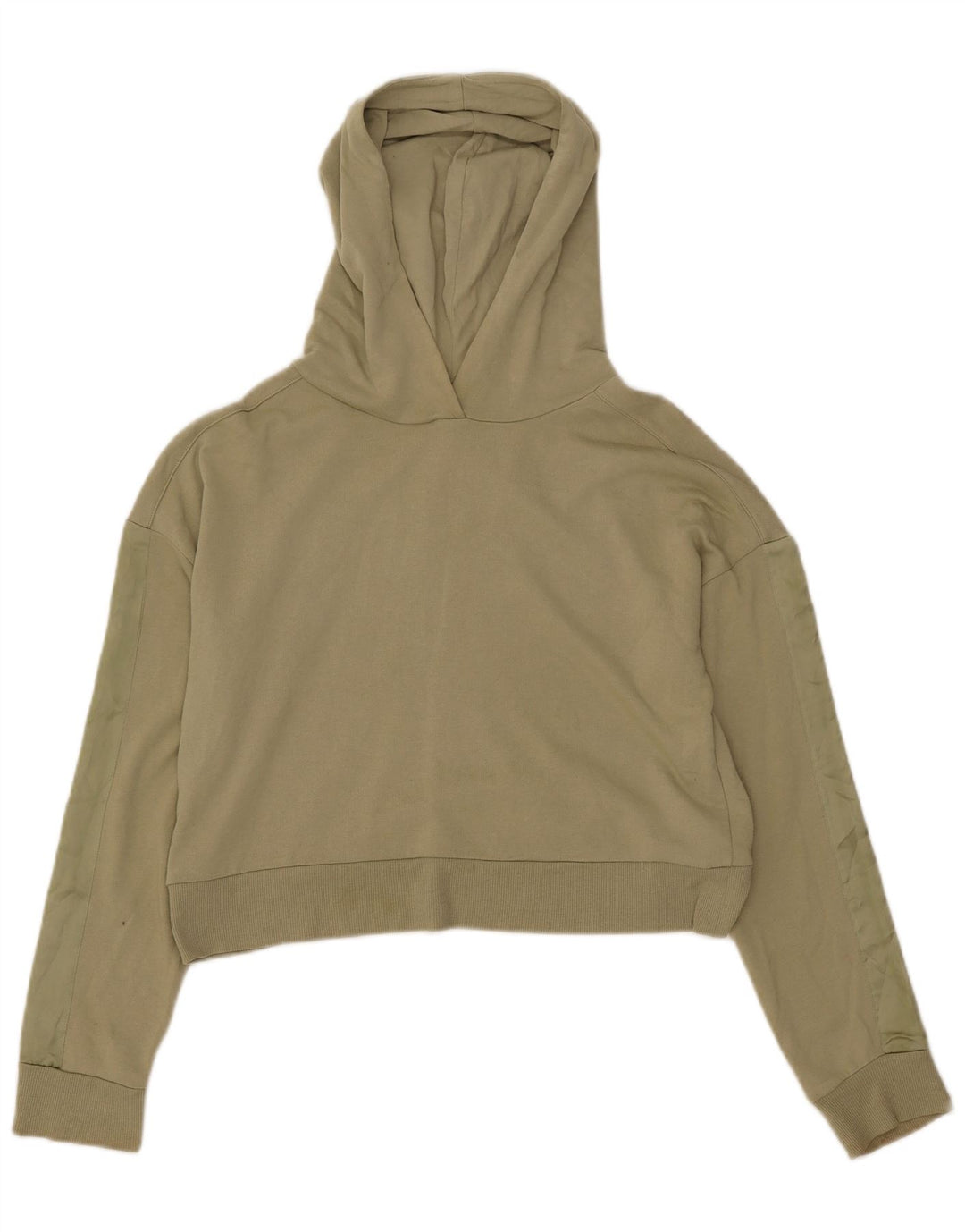 Topshop Dame Crop Hoodie Jumper UK 14 Medium Khaki Polyester