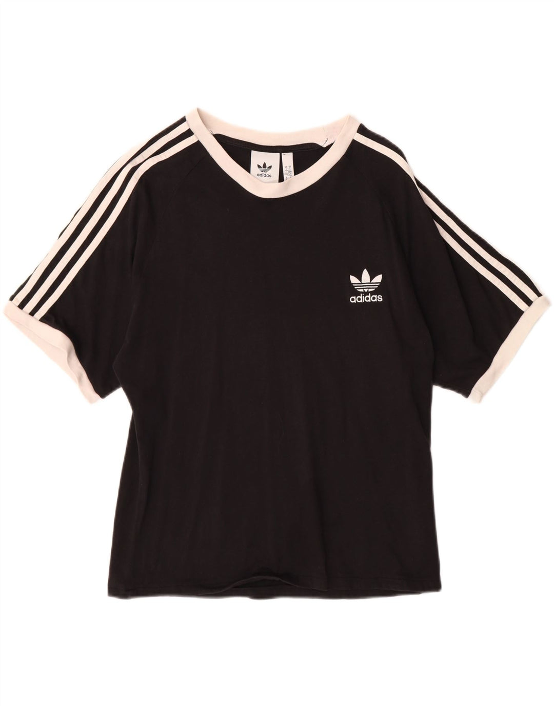 ADIDAS Womens T-Shirt Top UK 14 Large Black Vintage Adidas and Second-Hand Adidas from Messina Hembry 