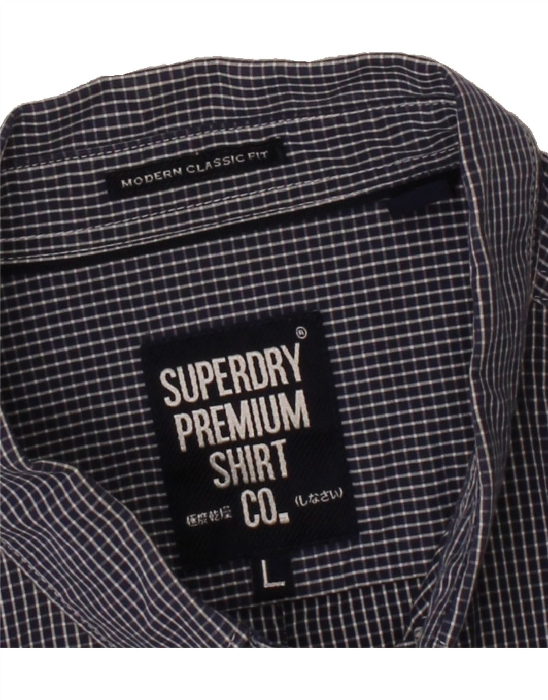 SUPERDRY Mens Classic Fit Shirt Large Navy Blue Check Cotton Vintage Superdry and Second-Hand Superdry from Messina Hembry 