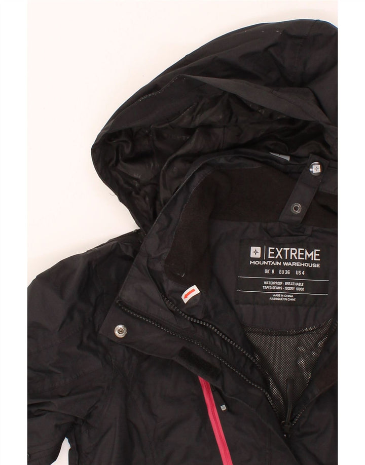 MOUNTAIN WAREHOUSE Womens Hooded Windbreaker Jacket UK 8 Small Black Nylon Vintage Mountain Warehouse and Second-Hand Mountain Warehouse from Messina Hembry 