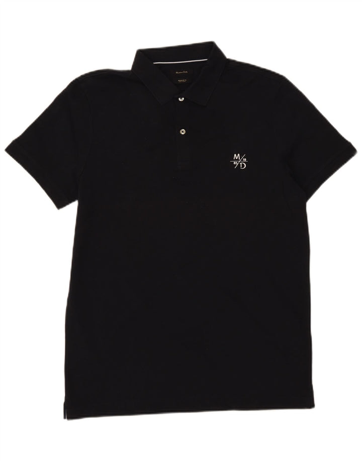 Massimo Dutti Herre Regular Fit Polo Shirt Medium Navy Blue Bomuld