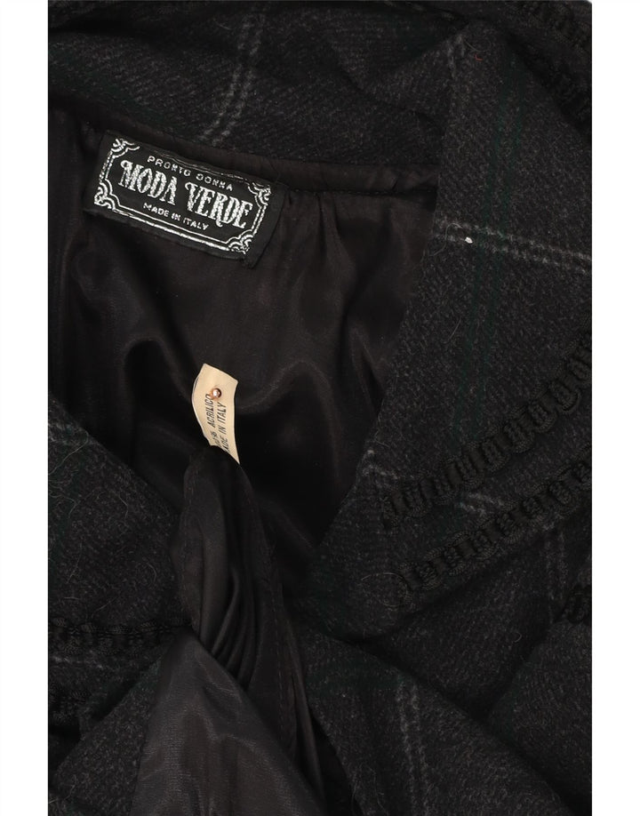 Vintage ponchofrakke til kvinder One Size gråstribet akryl