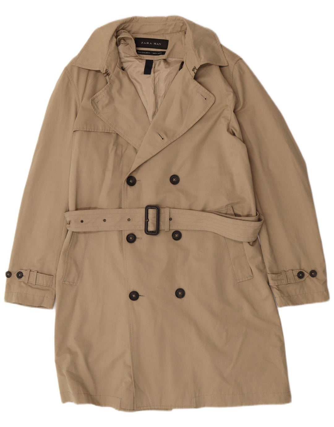 Zara Trench Coat til mænd UK 38 Medium Beige Polyester