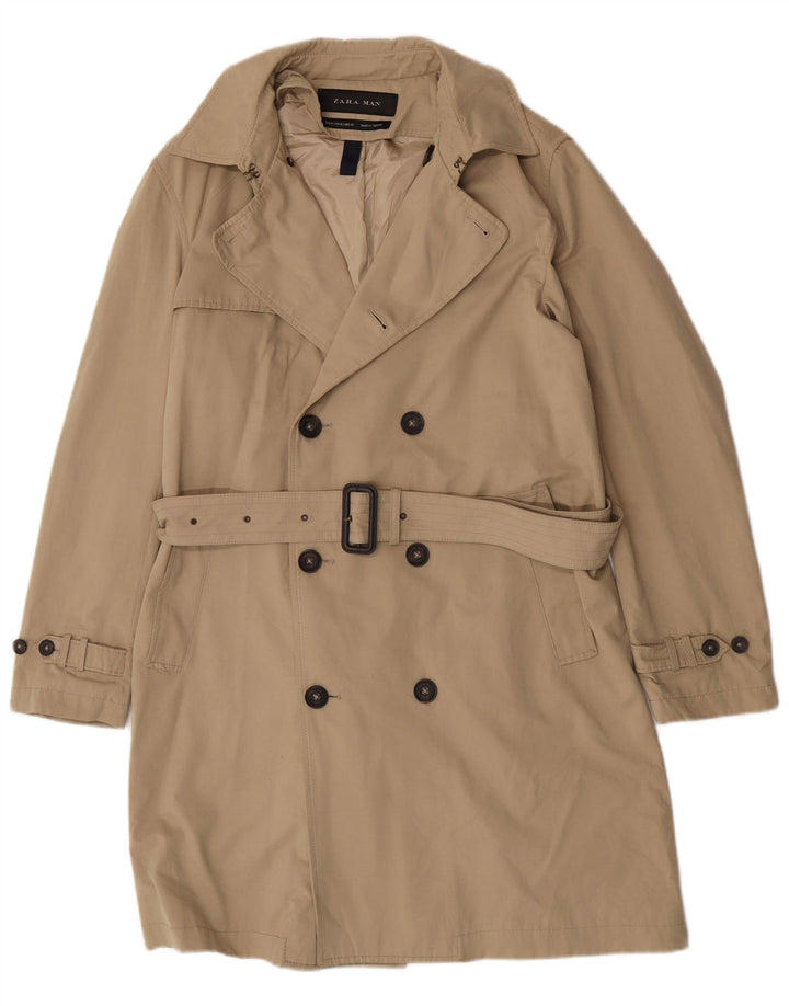 Zara Trench Coat til mænd UK 38 Medium Beige Polyester