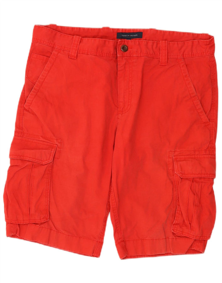 TOMMY HILFIGER Herre Cargo Shorts W36 store røde bomuld