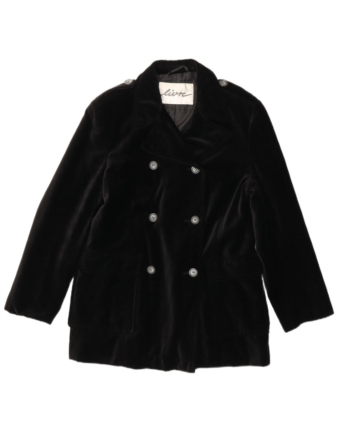 Livre Dame Militær Dobbeltradet Blazer Jacket UK 16 Large Black