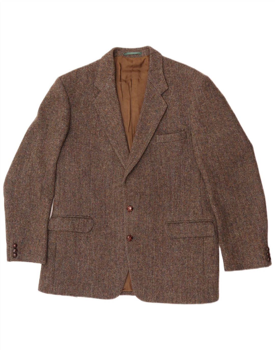 Harris Tweed Herre 2-knaps blazerjakke UK 40 Stor brun sildebensuld