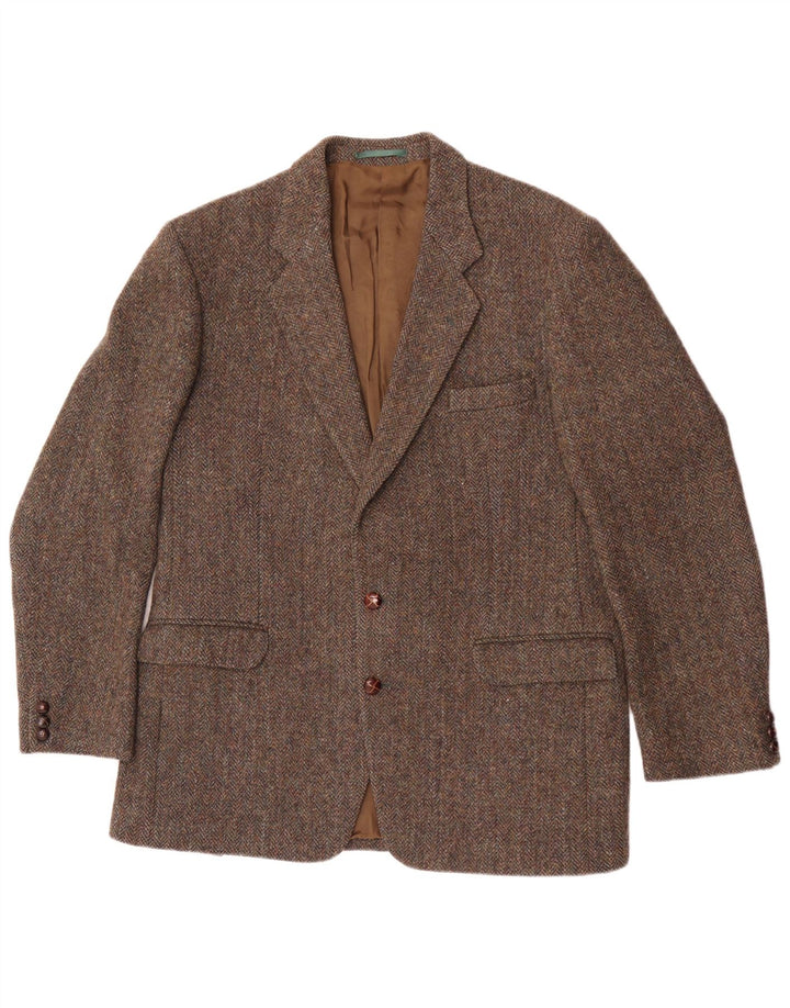 Harris Tweed Herre 2-knaps blazerjakke UK 40 Stor brun sildebensuld