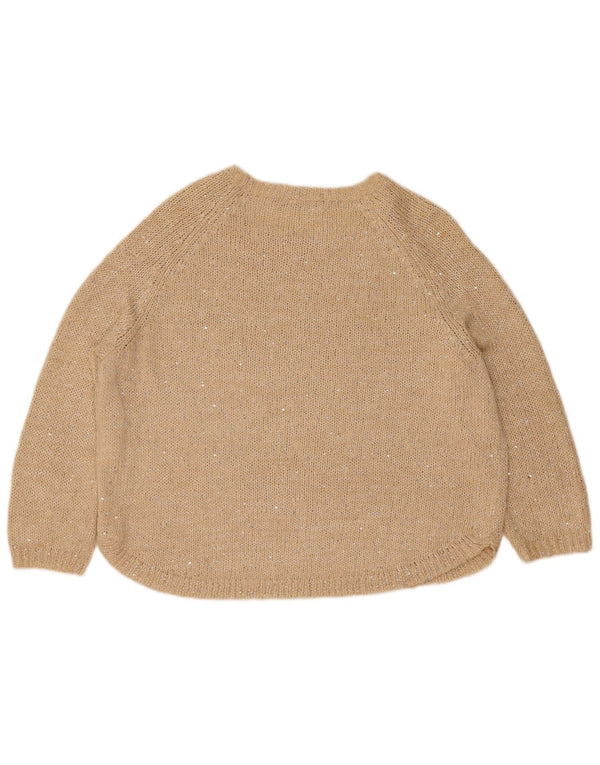 Marks & Spencer Dame Boat Neck Jumper Sweater UK 14 Large Beige Flecked