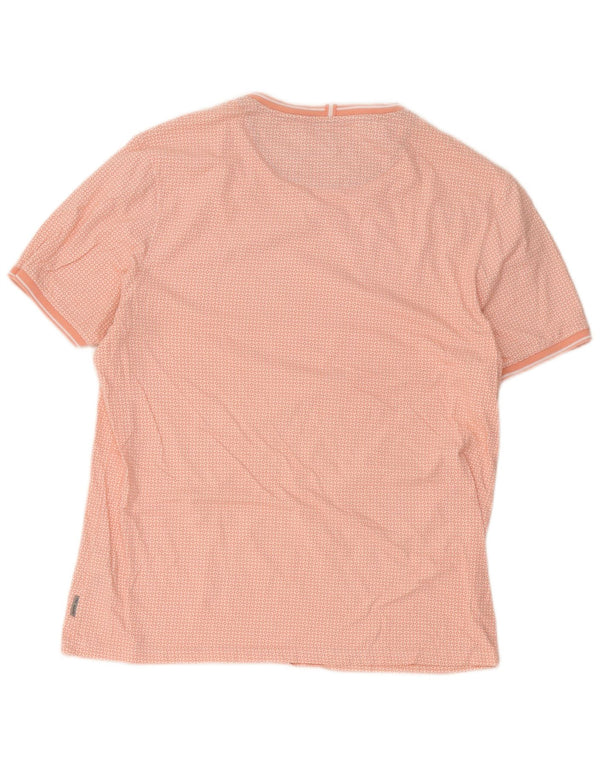 Ted Baker Herre T-Shirt Top Størrelse 5 XL Pink Geometrisk Bomuld