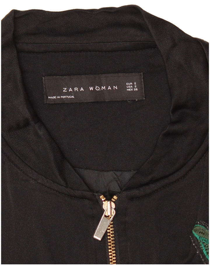 Zara Grafisk træningsdragt topjakke til kvinder UK 10 Small Black Floral