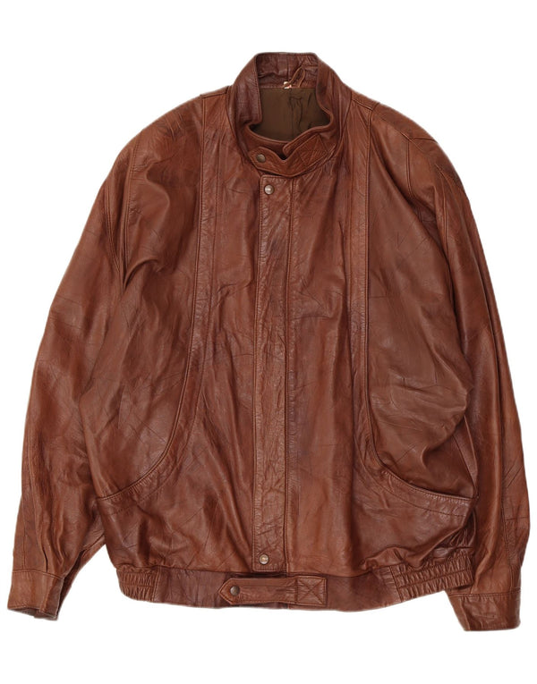 Vintage herre læderjakke IT 54 2XL brunt læder