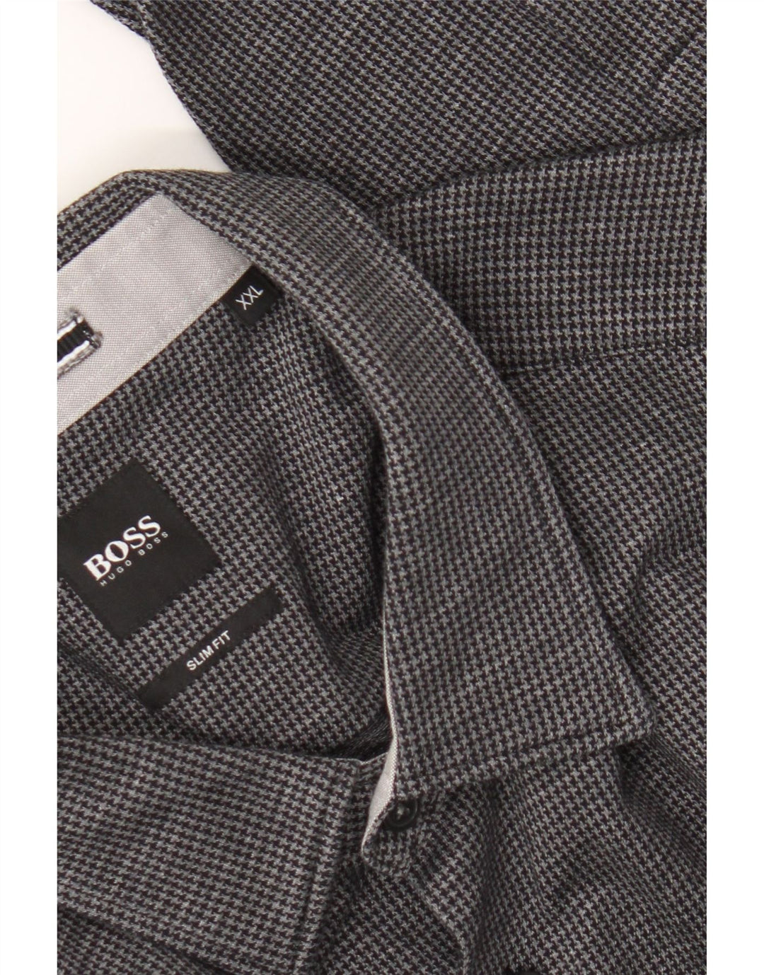 Hugo Boss Herre Slim Fit skjorte 2XL Sort Houndstooth