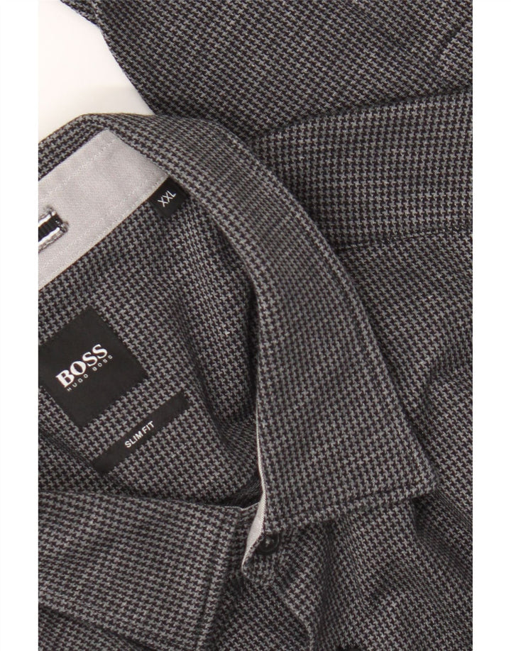 Hugo Boss Herre Slim Fit skjorte 2XL Sort Houndstooth