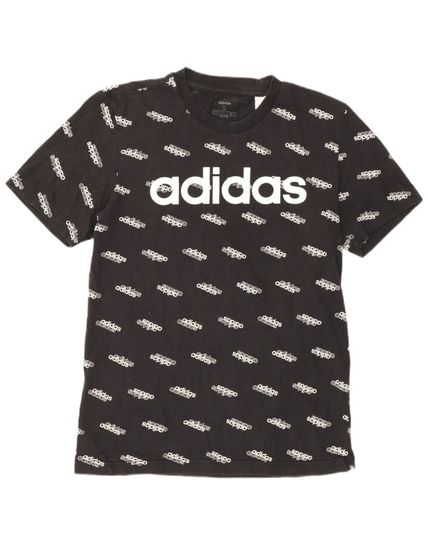 Adidas Dame Grafisk T-Shirt Top UK 10 Small Black Bomuld