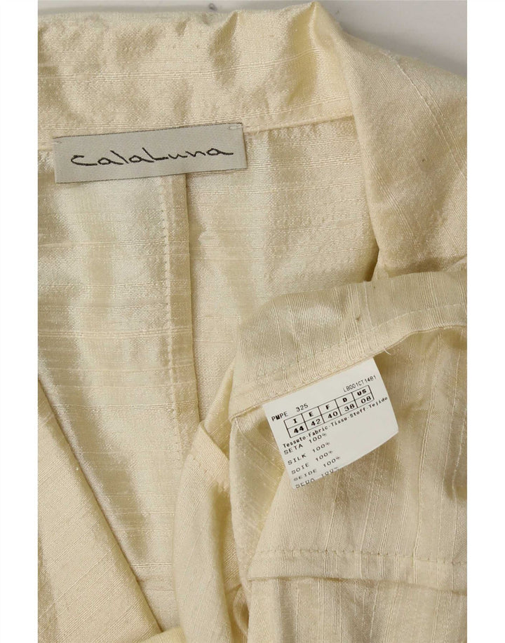 Vintage dame 2-knaps blazerjakke IT 44 Medium Yellow Silk