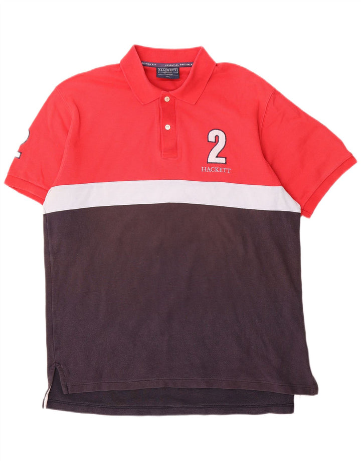 Hackett Herre Grafisk Polo Shirt Stor Rød Colourblock Bomuld