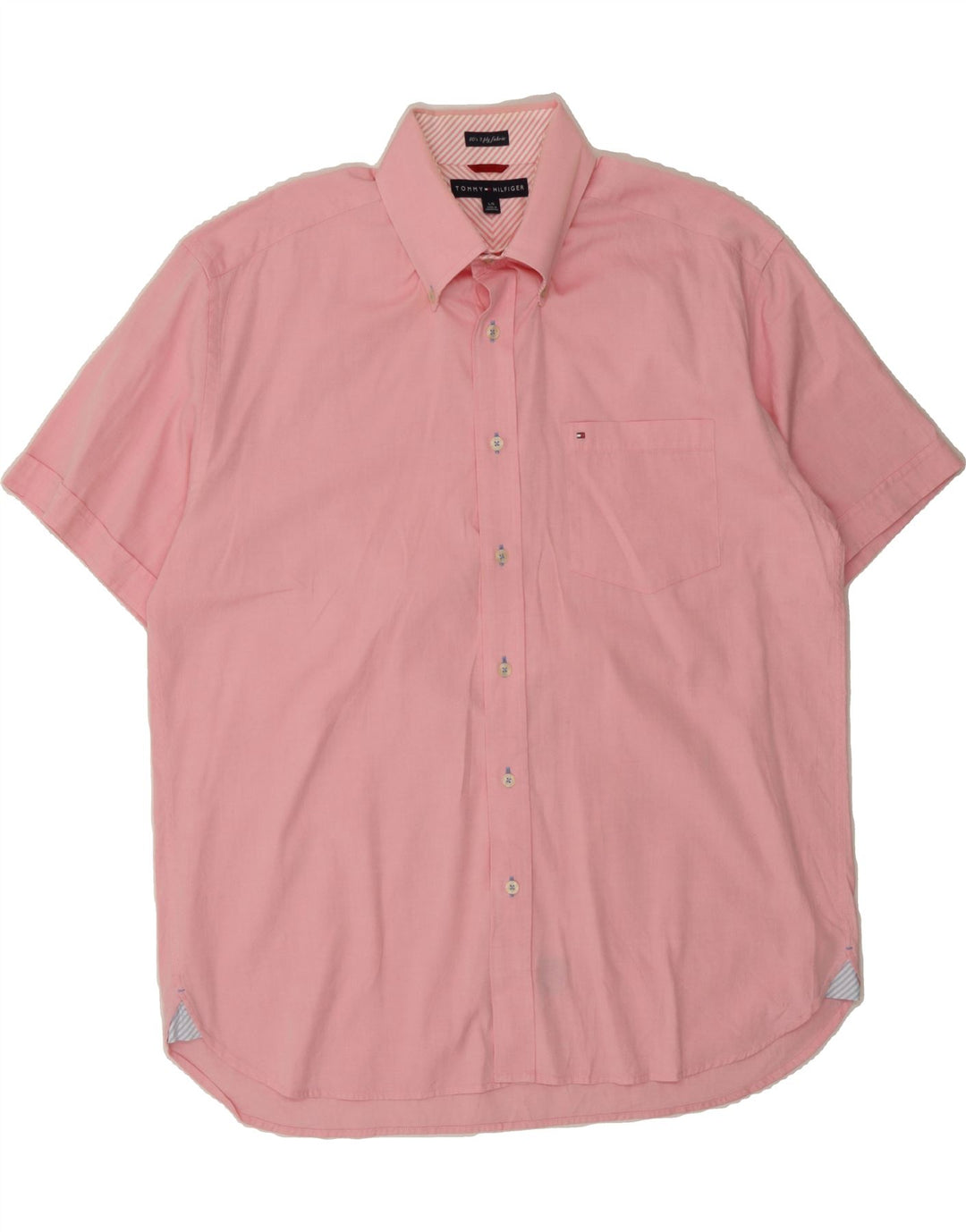 TOMMY HILFIGER Mens Short Sleeve Shirt Large Pink Cotton Vintage Tommy Hilfiger and Second-Hand Tommy Hilfiger from Messina Hembry 