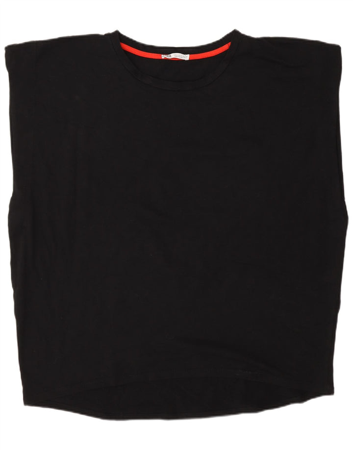 Zara Dame Oversized Vest Top UK 16 Large Black Bomuld