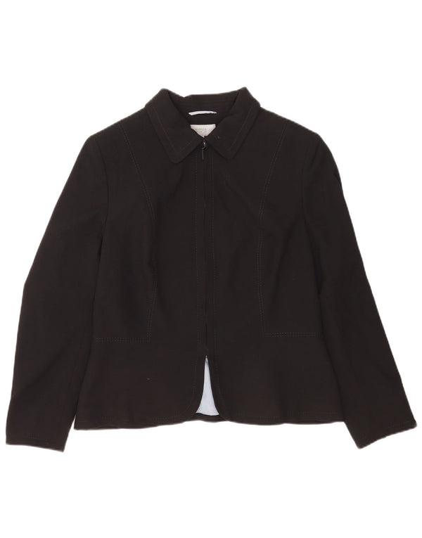 Marks & Spencer Dame Petite Full Zip Blazer Jacket UK 14 Medium Black