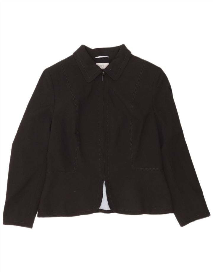 Marks & Spencer Dame Petite Full Zip Blazer Jacket UK 14 Medium Black