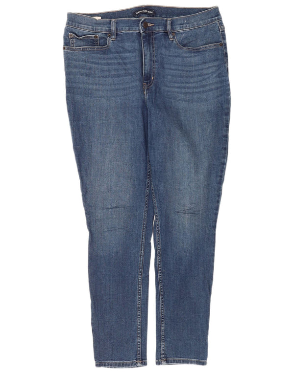 Calvin Klein Dame Højtalje Skinny Jeans US 14 XL W32 L28 Blå Bomuld