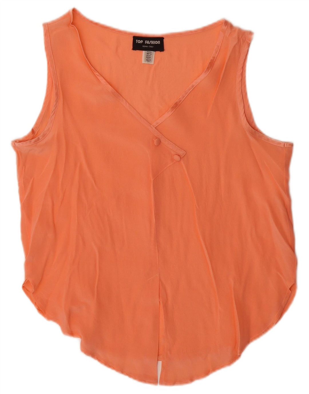 Vintage Damevest Top UK 14 Stor Orange Silke