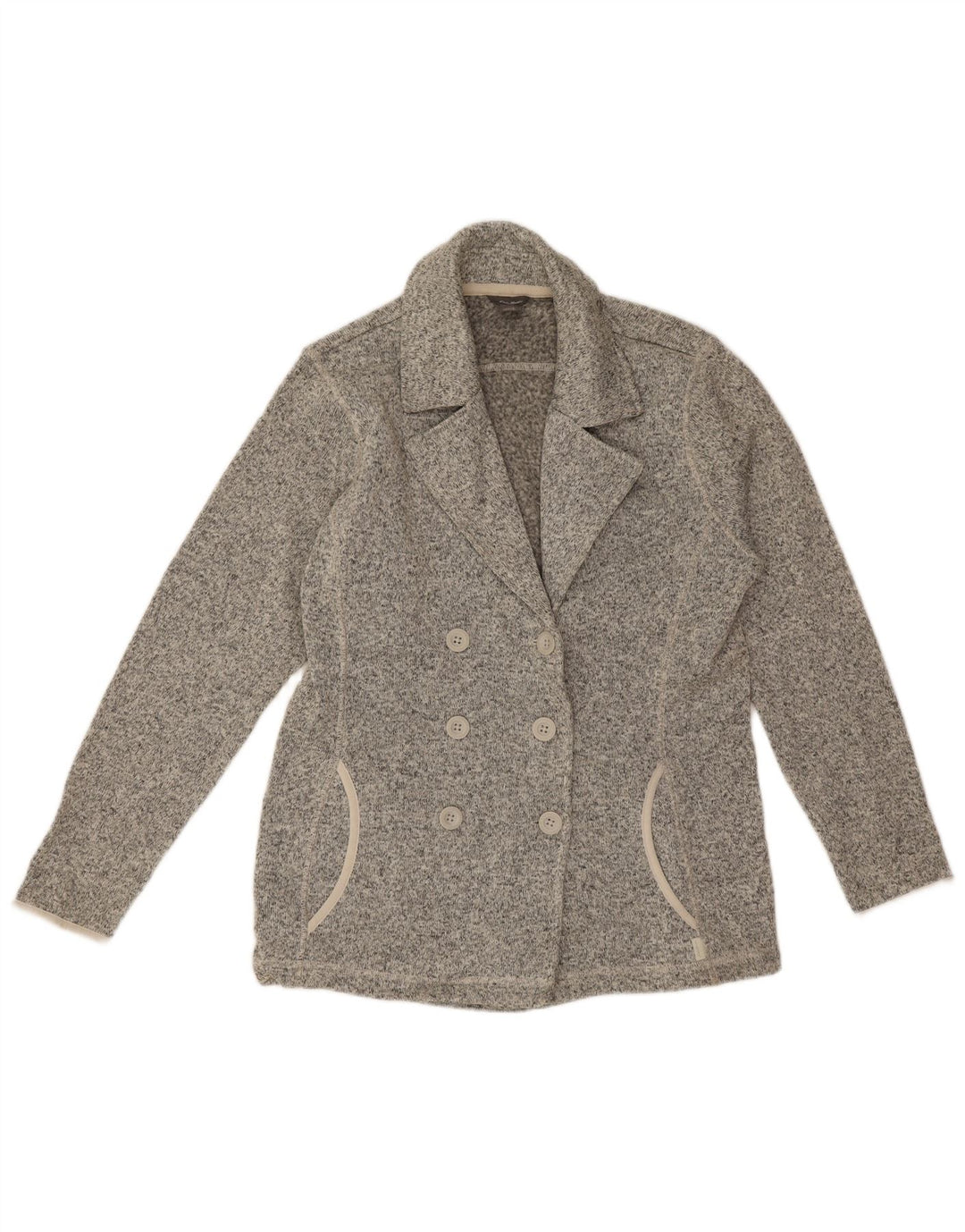 Eddie Bauer Dame Dobbeltradet Blazer Jacket UK 16 Large Grey Flecked