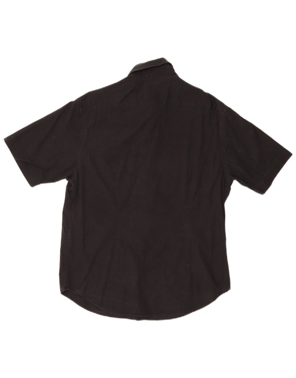 Ted Baker Mens Short Sleeve Shirt Size 4 Large Black Cotton