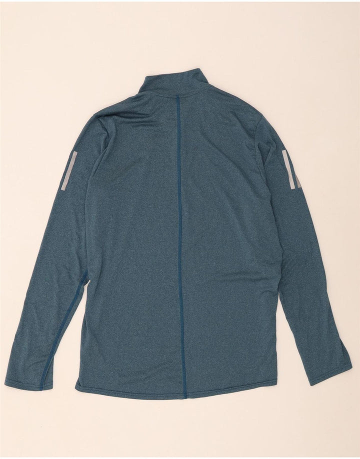 Adidas Herre Climalite Zip Neck Top Langærmet Stor Blå Polyester