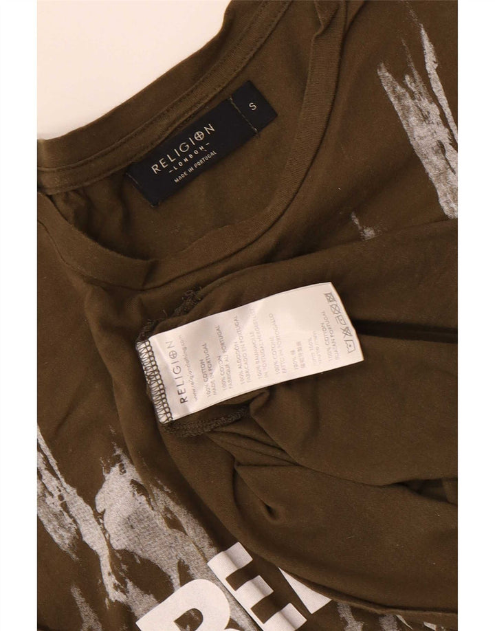 Religion Herre Grafisk T-Shirt Top Lille Khaki Bomuld