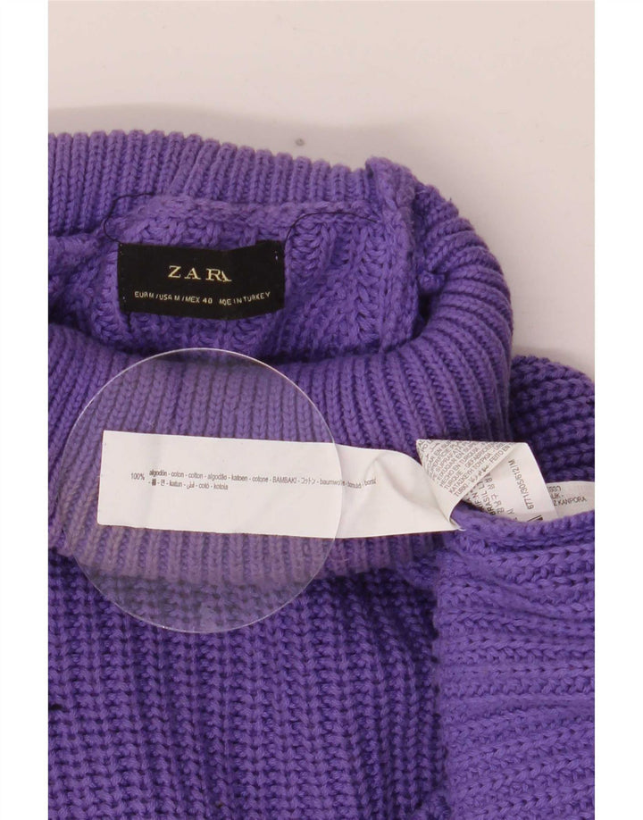 Zara Herre rullehals sweater Medium lilla bomuld