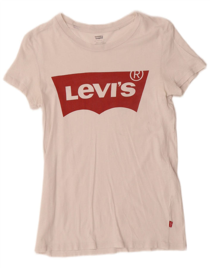 Levi's Dame Grafisk T-Shirt Top UK 2 2XS Hvid