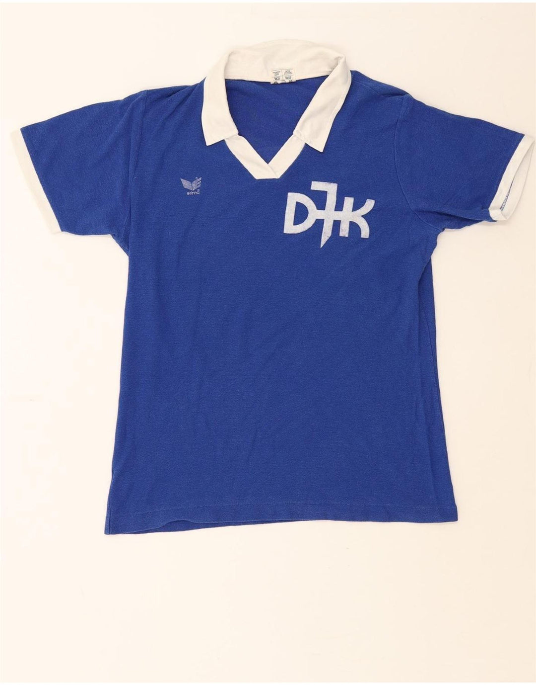 ERIMA Womens Graphic Polo Shirt EU 42/44 Large Blue Cotton Vintage Erima and Second-Hand Erima from Messina Hembry 