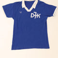 ERIMA Womens Graphic Polo Shirt EU 42/44 Large Blue Cotton Vintage Erima and Second-Hand Erima from Messina Hembry 