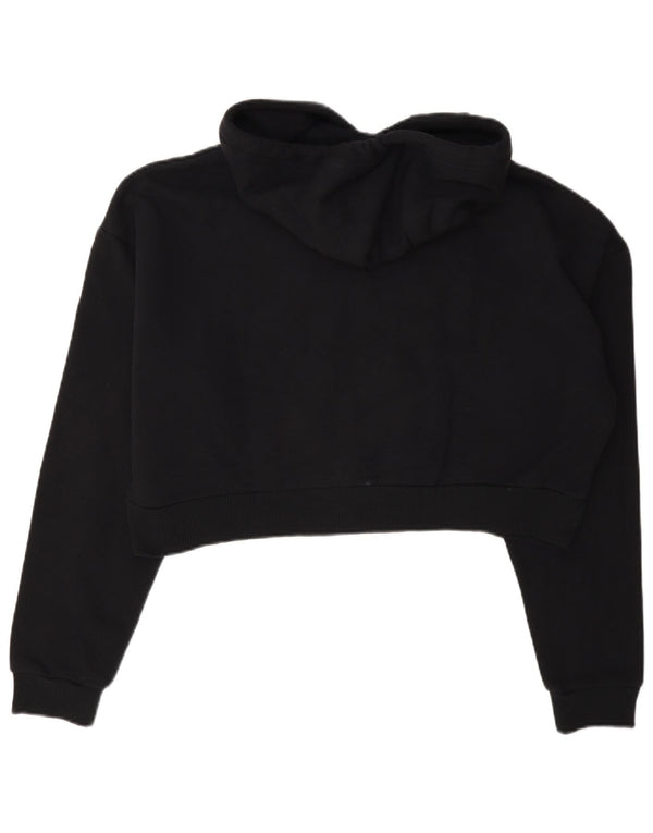 Napapijri Womens Geographic Crop Graphic Hoodie Jumper UK 14 Medium Black