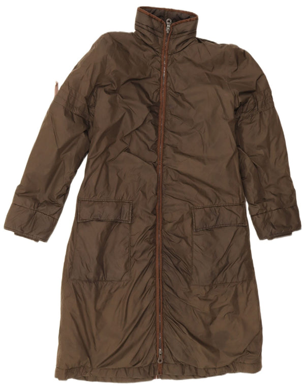 Dkny Dame Polstret Frakke UK 6 XS Khaki Bomuld