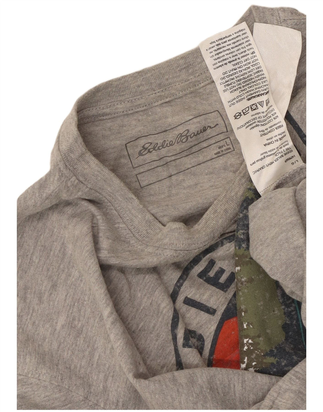 Eddie Bauer Herre grafisk T-shirt Top Stor Grå Flecked Bomuld